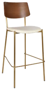 EZ Texas Brass Leg Barstool with Light Walnut Veneer Back thumbnail 6