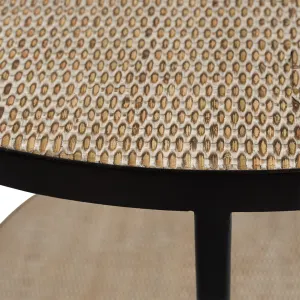 SH Marina Black Metal Framed Rattan Top Round Lamp Table thumbnail 2
