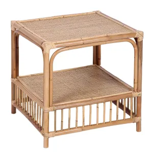 TJ Laguna Natural Rattan Square Side Table with Shelf thumbnail 3