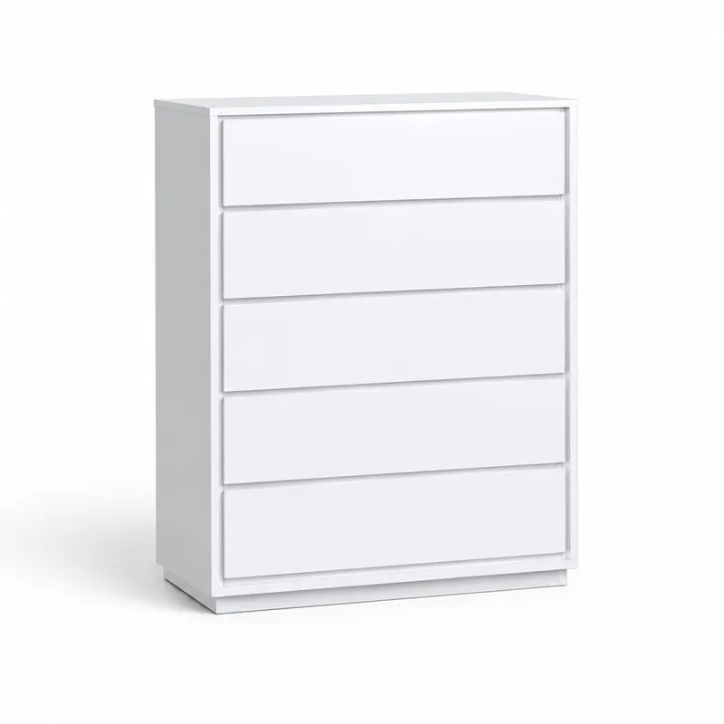 MD Verona All White 5 Drawer Tallboy