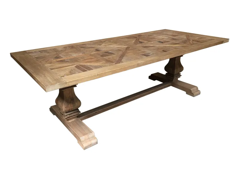 MF Parco Solid Timber Parquetry Top Pedastal Leg Dining Table