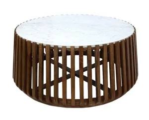 VI Agnes Timber Base Marble Top Round Coffee Table thumbnail 1