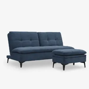 HE Sujana Fabric Upholstered 3 Seater Sofa Bed with Footstool thumbnail 1