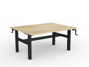 OL Agile Winder Height Adjustable Shared Desk – Oak Top with Black Frame thumbnail 10