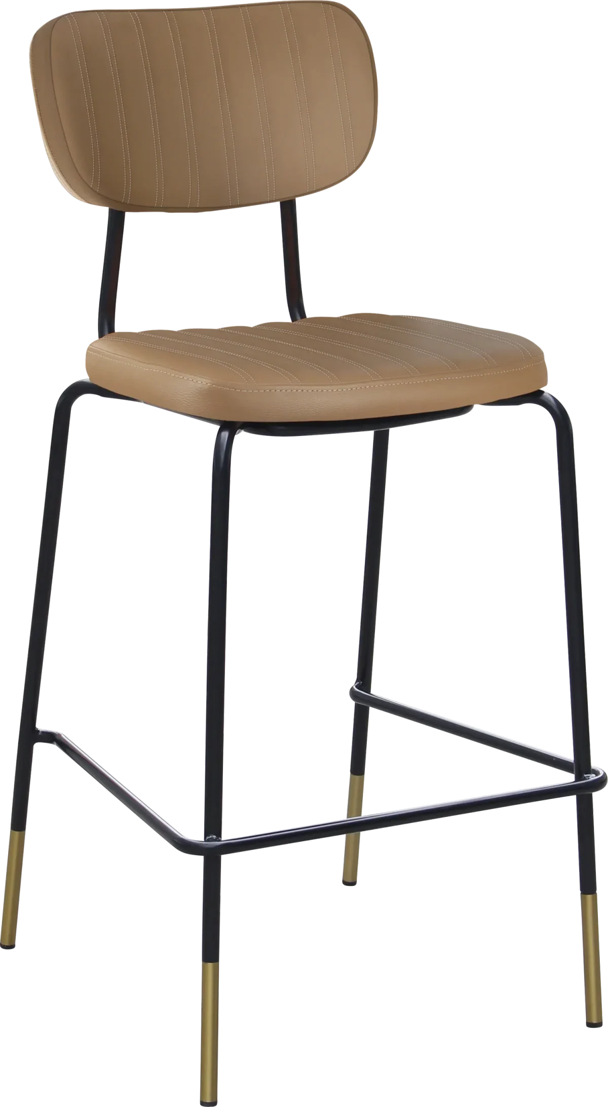FL Tiramisu Vinyl Upholstered Black Frame Brass Tips Hospitality Barstool