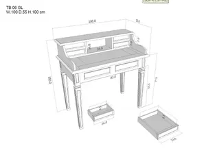 CT Nueva Solid Mahogany Timber 6 Drawer Desk thumbnail 8
