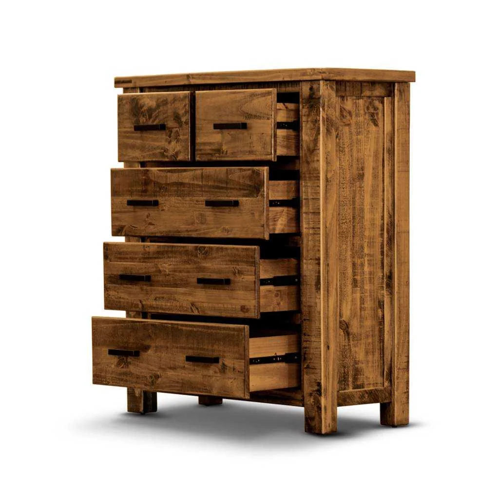 VI Outback Solid Timber 2 over 3 drawers Tallboy