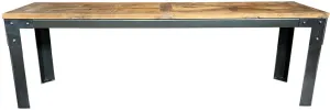 MF Wrought Iron Base Recycled Timber Parquetry Top Benches thumbnail 2