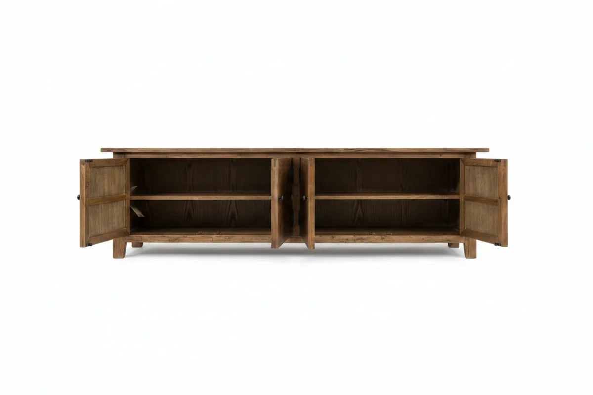 MF Recycled Timber Parquetry Style 4 Door TV Unit