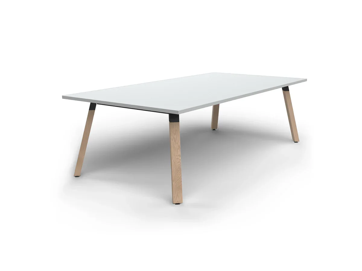 OL Plantation Timber Leg Meeting Table in White Top