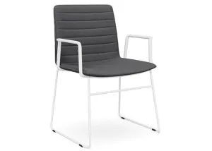 DD Nikola White Sled base Fabric Upholstered Chair with Arm Rest thumbnail 10