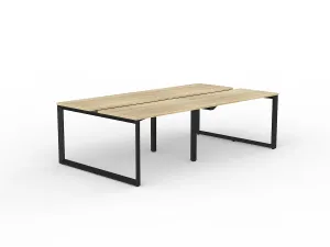 OL Anvil 4-User Double Sided Workspace – Oak Top with Black Frame thumbnail 4