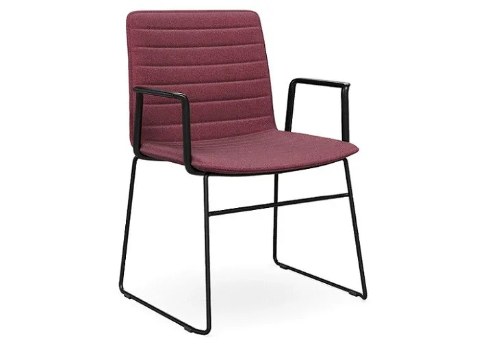 DD Nikola Black Sled Base Fabric Upholstered Chair with Arm Rest