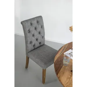 DA Grey Buttoned Back Fabric Upholstered Dining Chair Set of 2 thumbnail 4