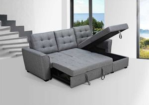 VI Ashgrove Fabric Upholstered 2 Seater Sofabed with Chaise Lounge thumbnail 2