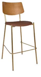 EZ Texas Brass Leg Barstool with Light Oak Veneer Back thumbnail 7