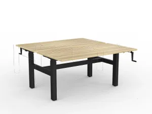 OL Agile Winder Height Adjustable Shared Desk – Oak Top with Black Frame thumbnail 2
