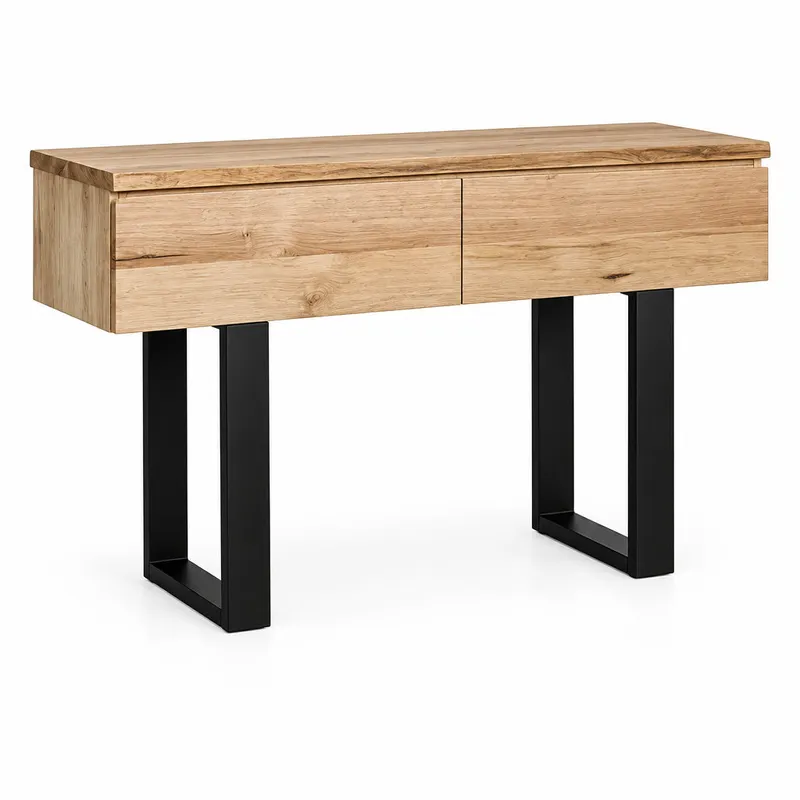 MD Nancy Solid Timber Metal Leg 2 Drawer Console Table