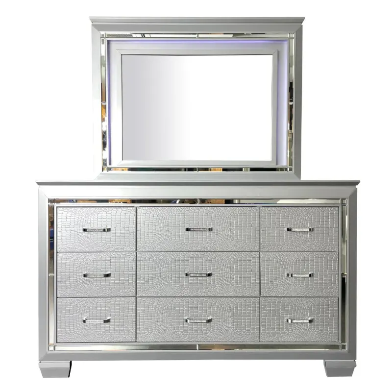 VI Veronica Timber Framed 9 Drawer Dressing Table with Mirror