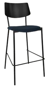 EZ Texas Black Metal Leg Barstool with Black Veneer Back thumbnail 1