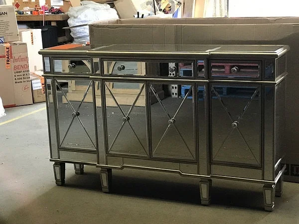 DA Modern Mirrored 4 Door 3 Drawer Sideboard
