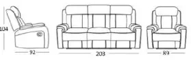 EL Francisco 3 Seater + 2 Single Seater Fabric Recliner Sofa Set
