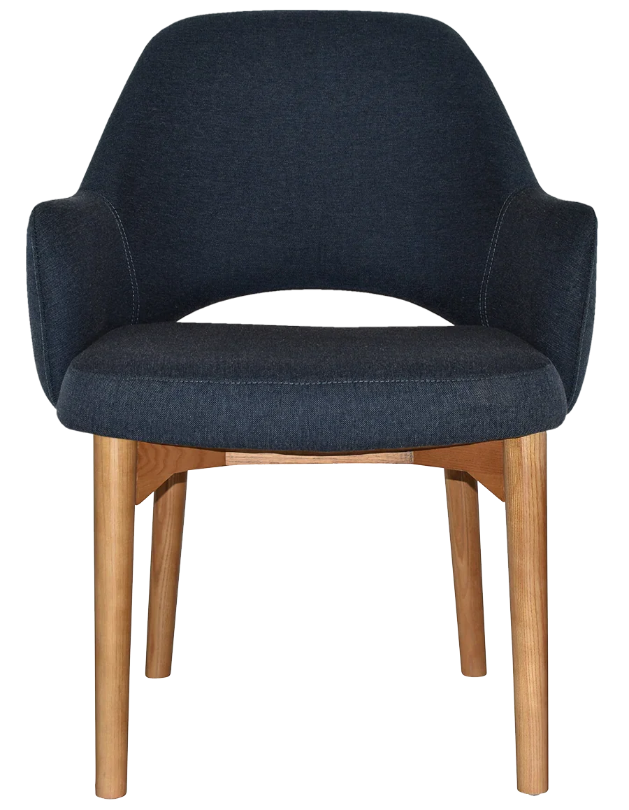 EZ Albury Solid Oak Stained Timber Upholstered Hospitality Dining Armchair - XL