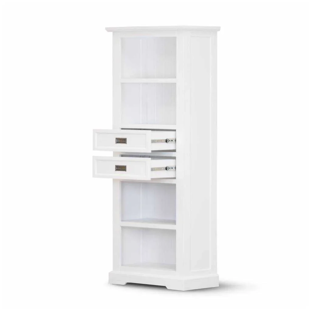 VI Coastal Solid Timber Bookcase with 2 Drawers
