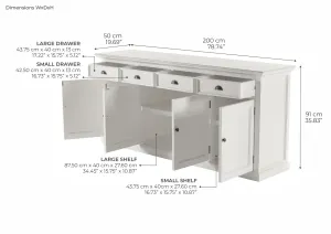 NS Halifax Solid Timber 4 Door 4 Drawer Buffet thumbnail 4
