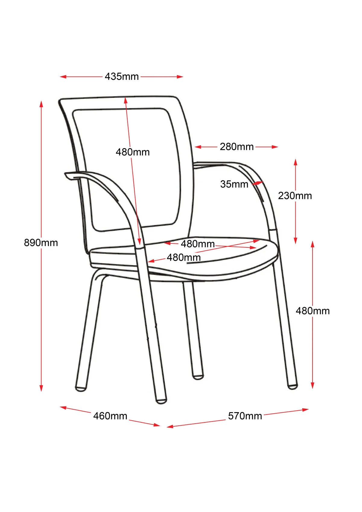RL WMV Chrome 4 Leg Meshback Visitor Armchair