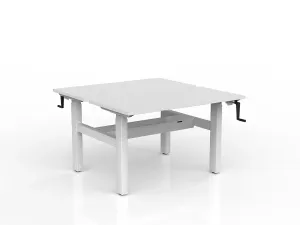 OL Agile Winder Height Adjustable Shared Desk – White Top with White Frame thumbnail 4