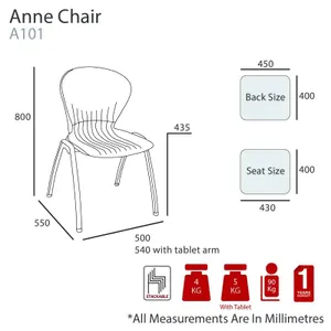 MA Anne Polypropylene Seat and Back Metal Legs Stacking Visitor Chair thumbnail 9