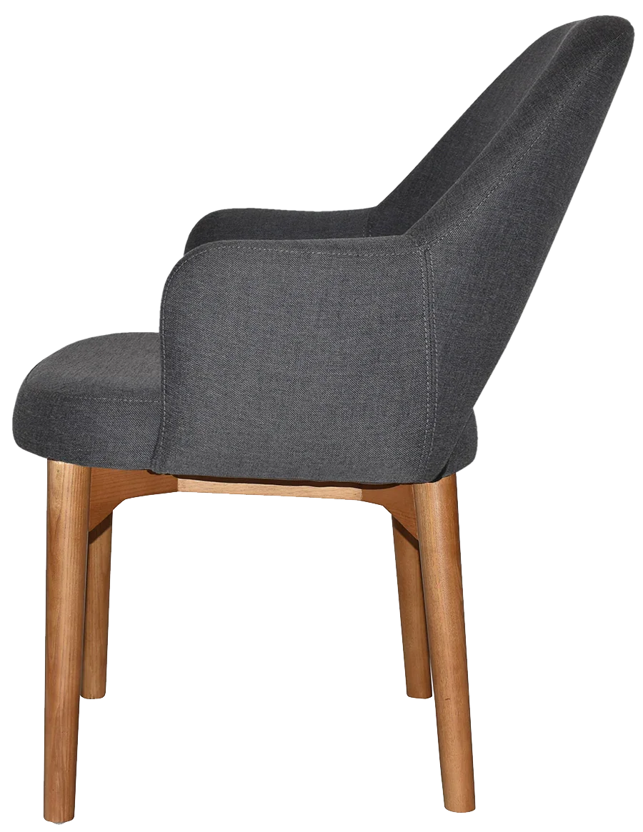 EZ Albury Solid Oak Stained Timber Upholstered Hospitality Dining Armchair - XL