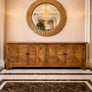 MF Recycled Timber Parquetry Style 4 Door TV Unit thumbnail 2