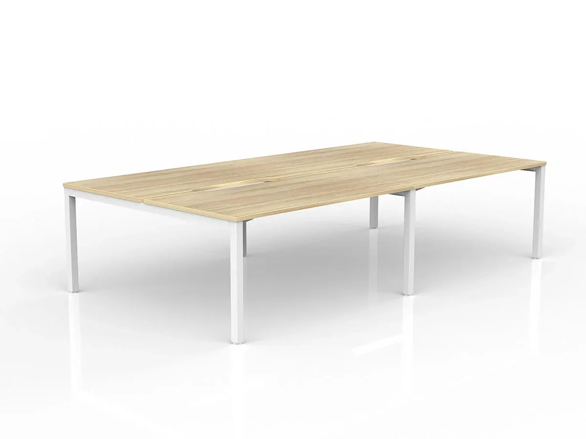 OL Axis 4-User Double Sided Workspace – Oak Top with White Frame