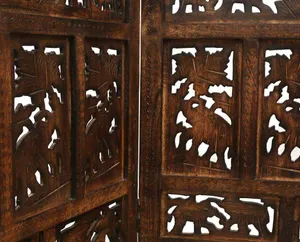 VI Elephant Solid Timber 4 Panel Space Dividing Screen thumbnail 5