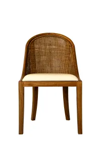 CR Alabama Timber Framed Rattan Back Fabric Seat Dining Chair thumbnail 6