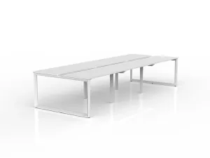 OL Anvil 6-User Double Sided Workspace – White Top with White Frame thumbnail 2