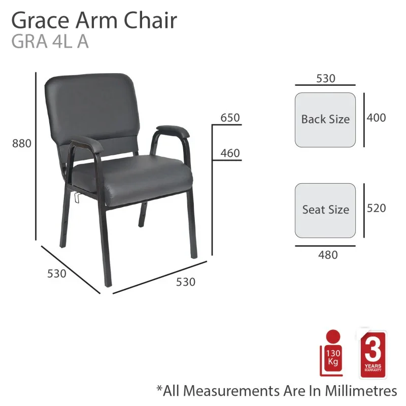 MA Grace Fabric or PU Leather Upholstered Linkable 4 Leg Armchair