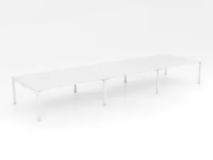 OL Axis Stretch 6 Person Double Sided Desk – White Top with White Frame thumbnail 2