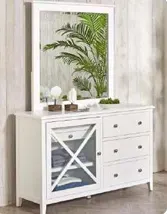 VI Hamilton Solid Timber 5 Drawer 1 Glass Door Dressing Table thumbnail 3