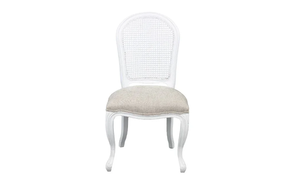 VI Kensington Rattan Round Back Dining Chair – Nat White & Beige