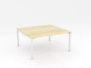 OL Axis Stretch Double Sided 2 User Desk – Oak Top White Frame thumbnail 6
