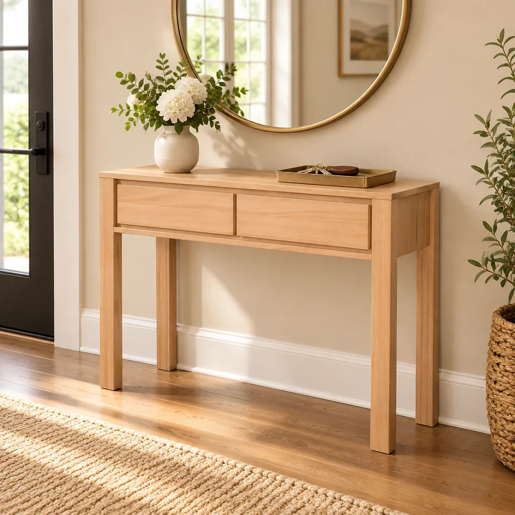 MD Moni Solid Timber 2 Drawer Console Table