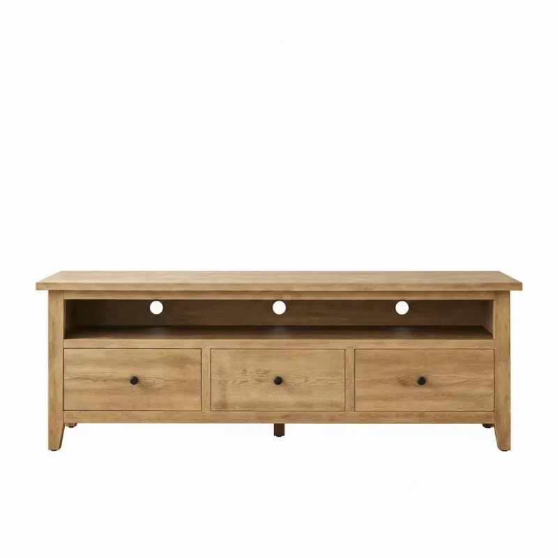 MF Queen Solid Timber TV Unit with Drawers and Niche