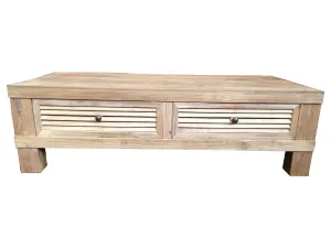 MF Recycled Elmwood Rustic Louvre 2 Drawer Coffee Table thumbnail 1