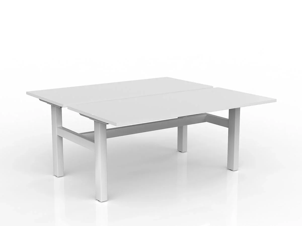 OL Agile Fixed Height 2 User Shared Desk – White Top with White Frame
