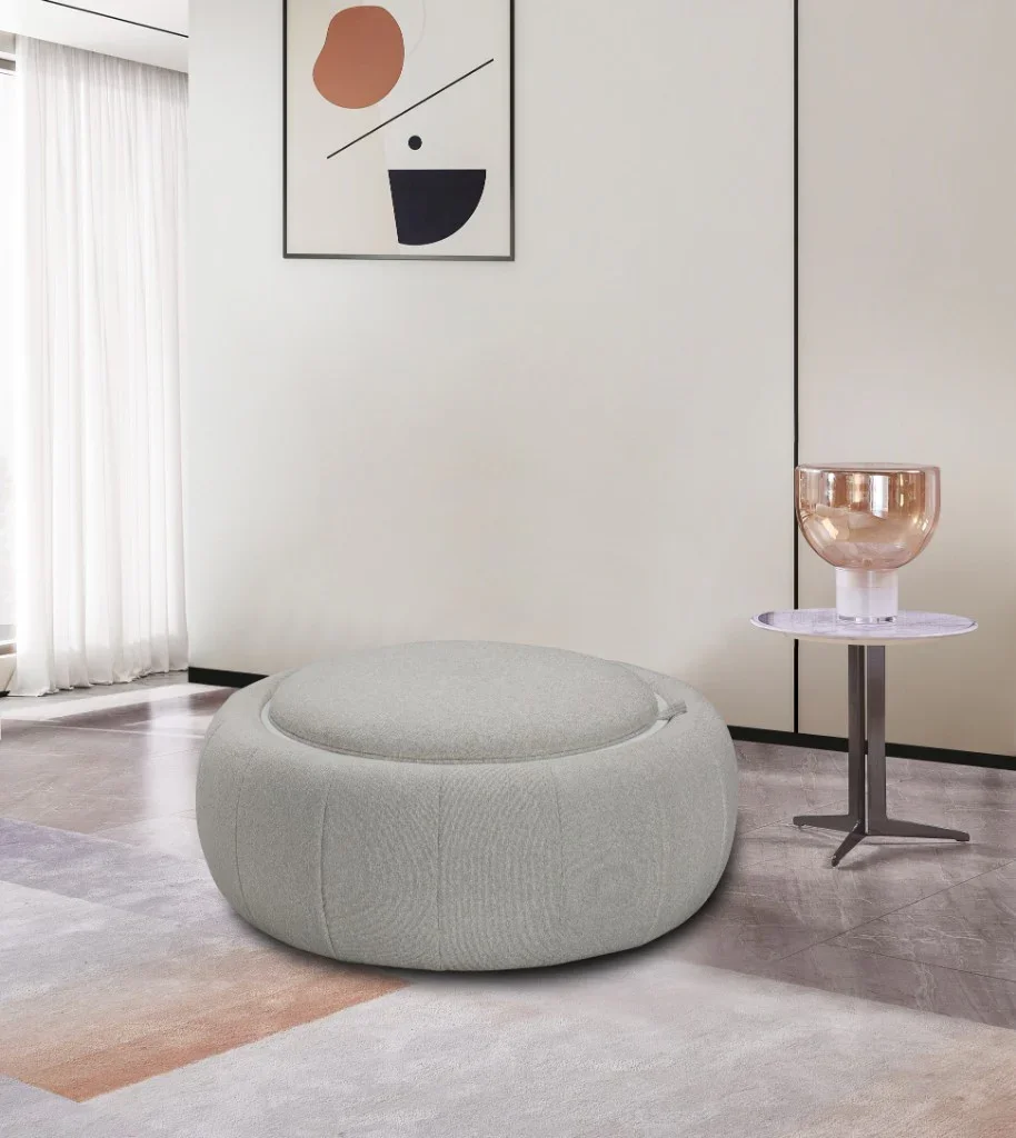 VI Cleo Fabric Upholstered Ottoman with Storage or Coffee Table