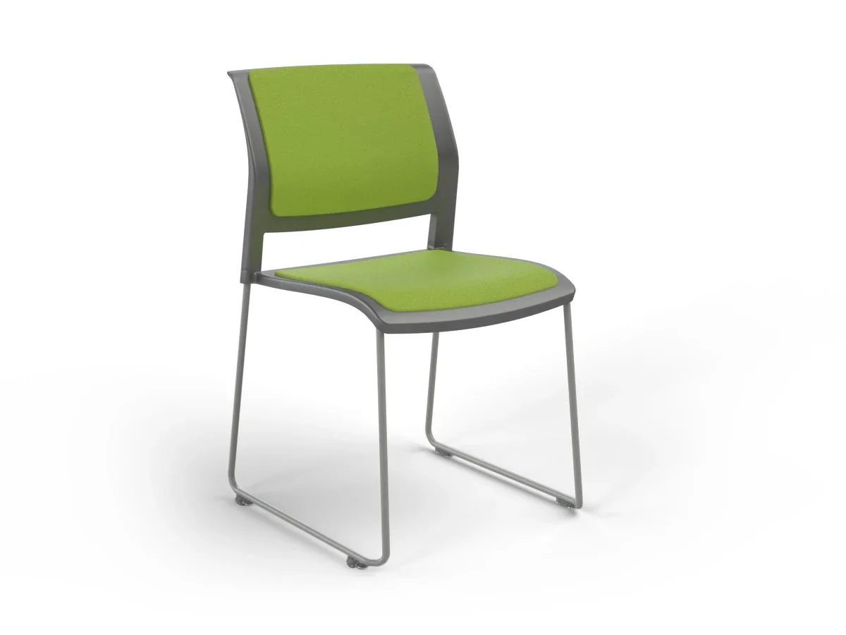 OL Game Fabric Upholstered Hospitality Stacking Chair - Charcoal Shell