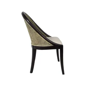 CR Alabama Timber Framed Rattan Back Fabric Seat Dining Chair thumbnail 17
